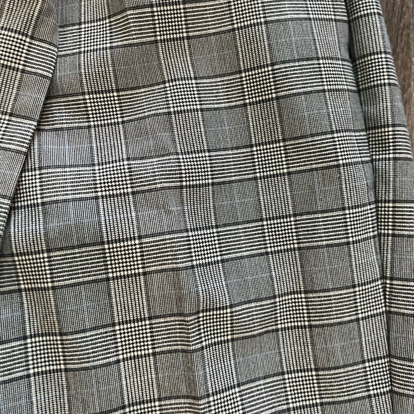 Express Grey Plaid Tie High Waist Ankle Dress Pant - Picture 2 of 3